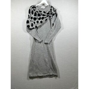 Vintage‎ Outlander Dress Womans Large Gray Scarf Angora Lambswool Polka Dot Soft